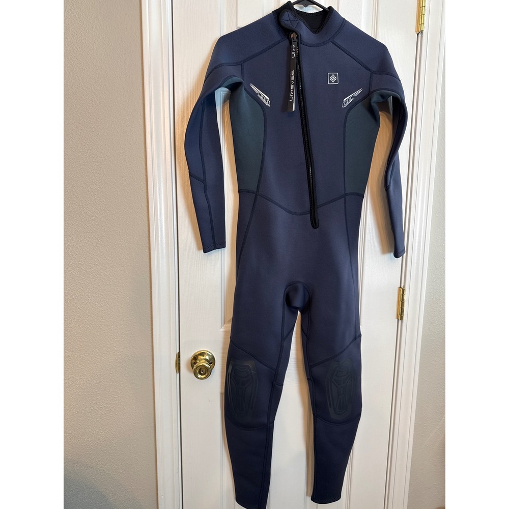 Seaskin 2mm Full Body Wetsuit Navy Blue Recyclable Series Front Zip Small Mens